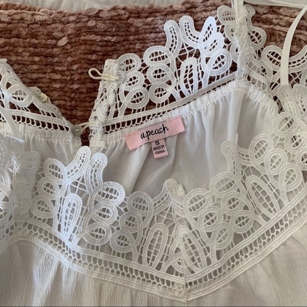 Forever 21 A Peach White Lace Jumpsuit - Picture 7 of 8